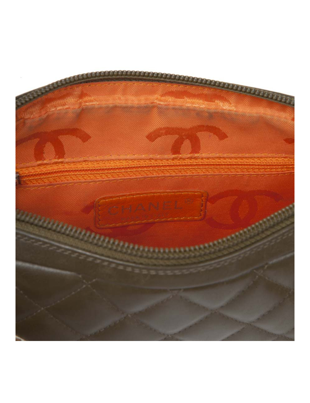 CHANEL 'Cambon' clutch in khaki green quilted leather