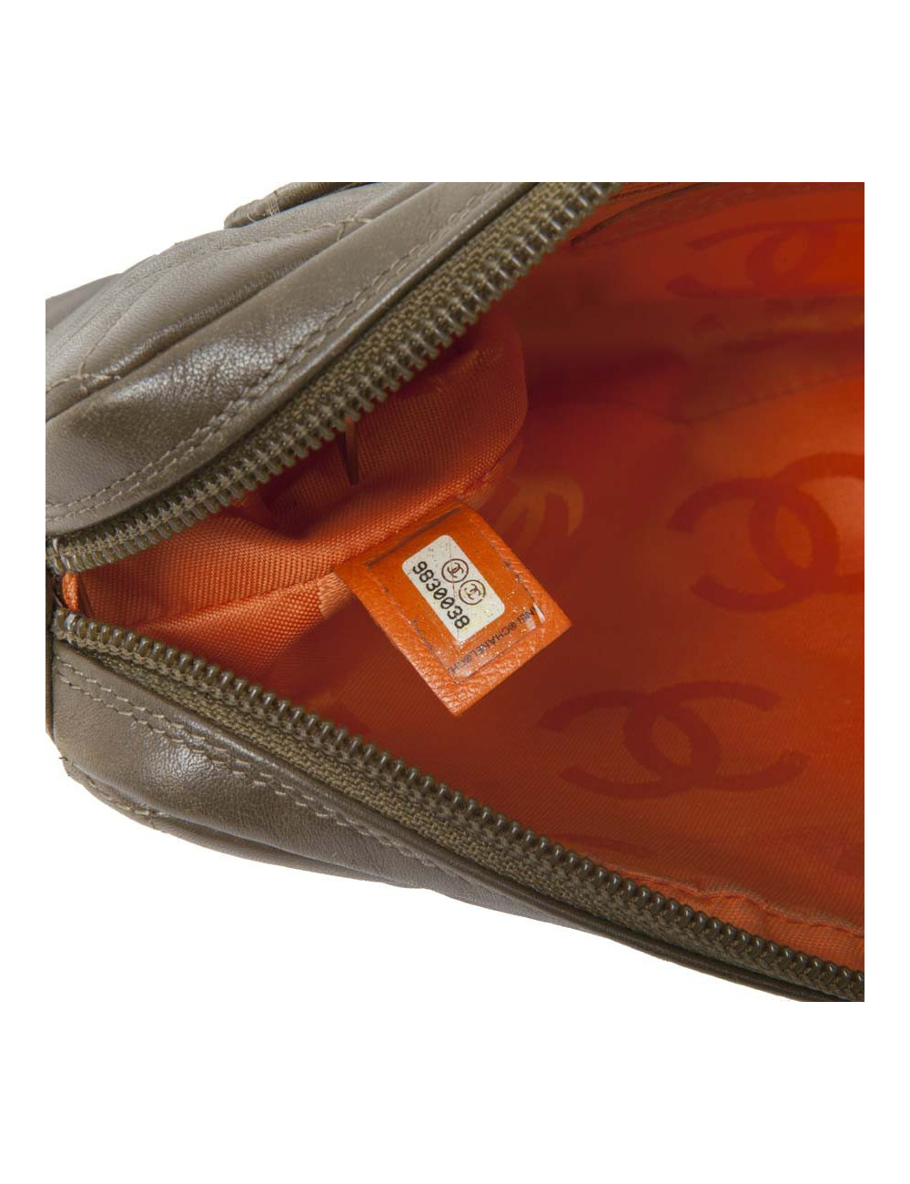 CHANEL 'Cambon' clutch in khaki green quilted leather