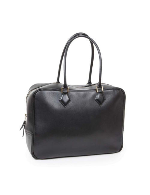 Sac plume HERMES cuir box noir GM