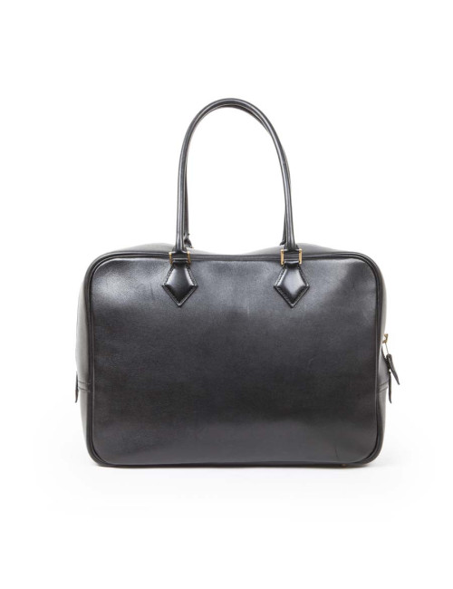 Sac plume HERMES cuir box noir GM