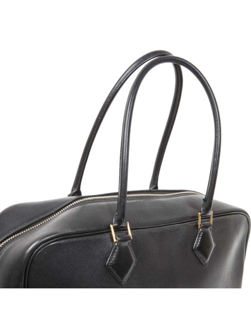 Sac plume HERMES cuir box noir GM