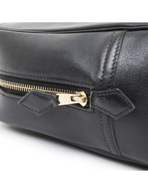 Sac plume HERMES cuir box noir GM