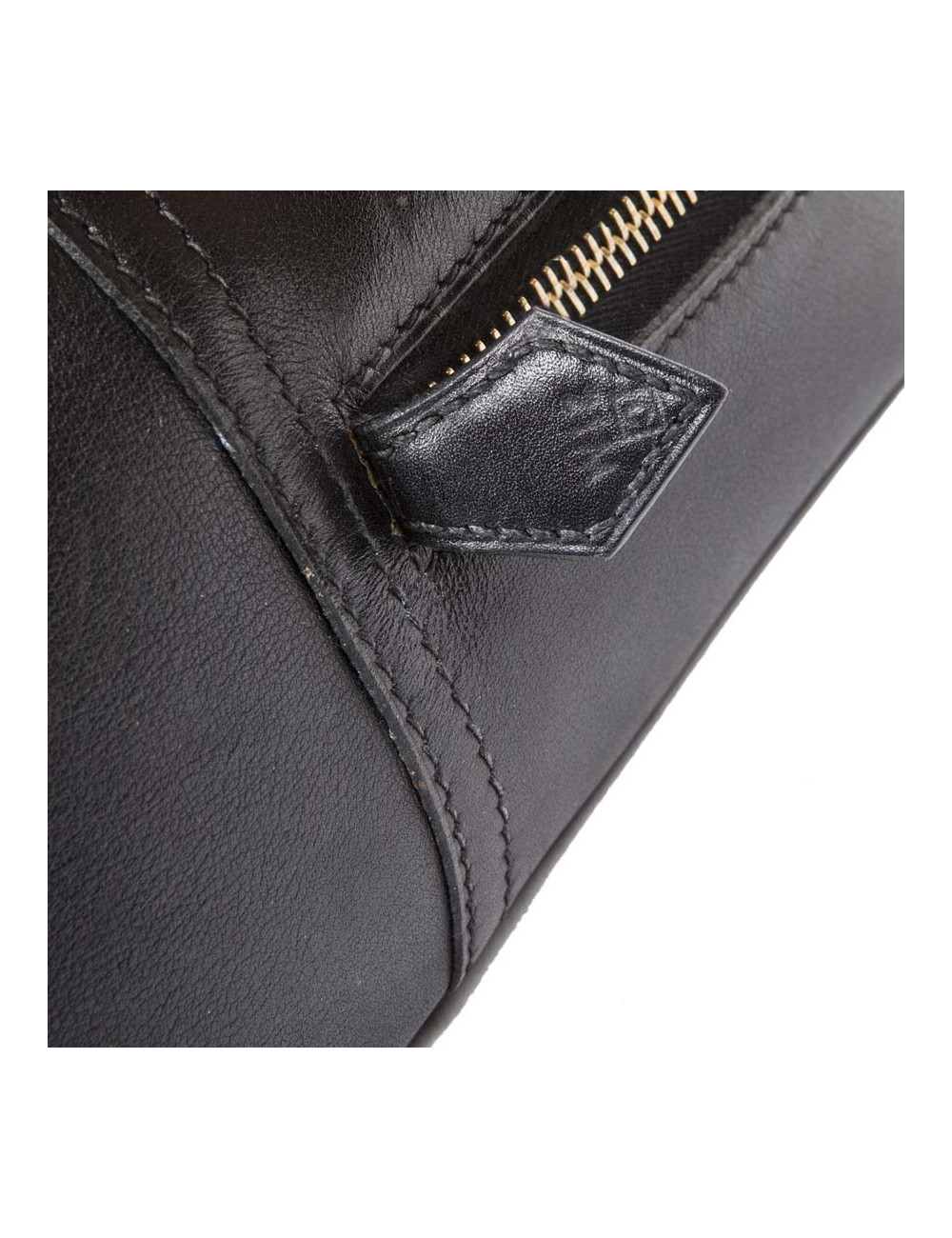 Sac plume HERMES cuir box noir GM