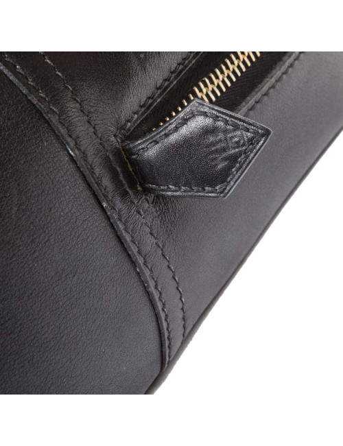 Sac plume HERMES cuir box noir GM