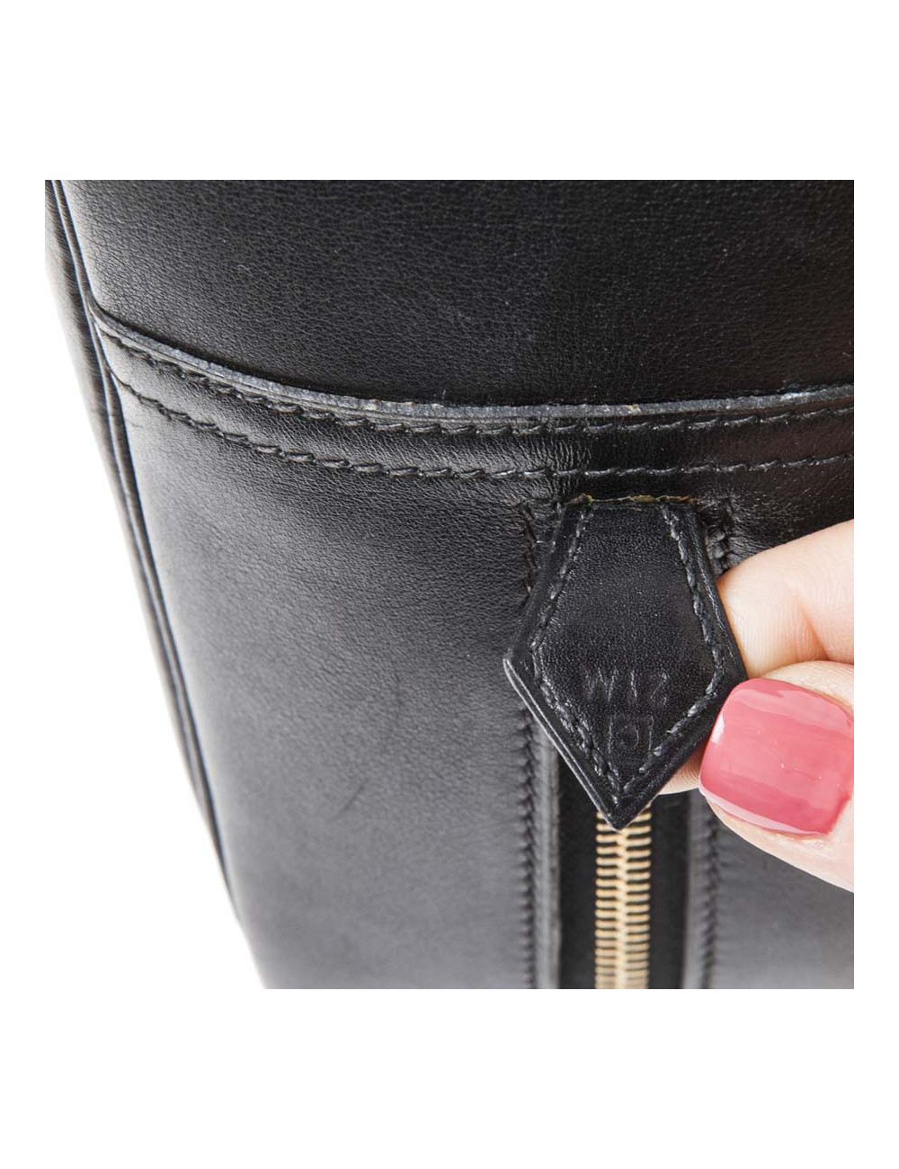 Sac plume HERMES cuir box noir GM