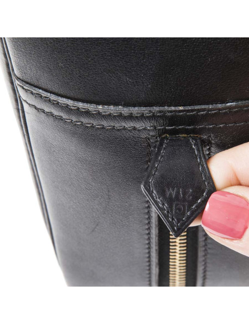 Sac plume HERMES cuir box noir GM