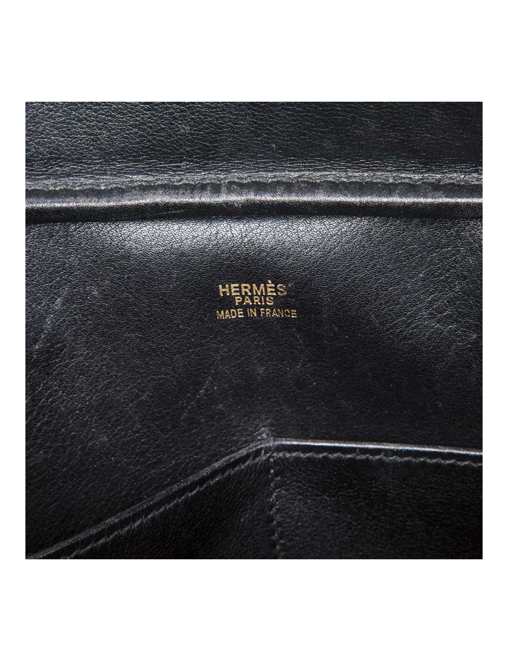Sac plume HERMES cuir box noir GM