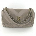 CHANEL bag to rafters in leather, varnish leather and suede taupe