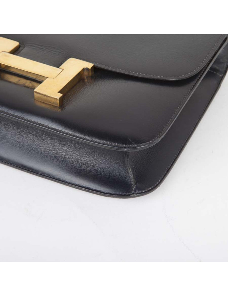 HERMES vintage Constance bag in navy blue box leather