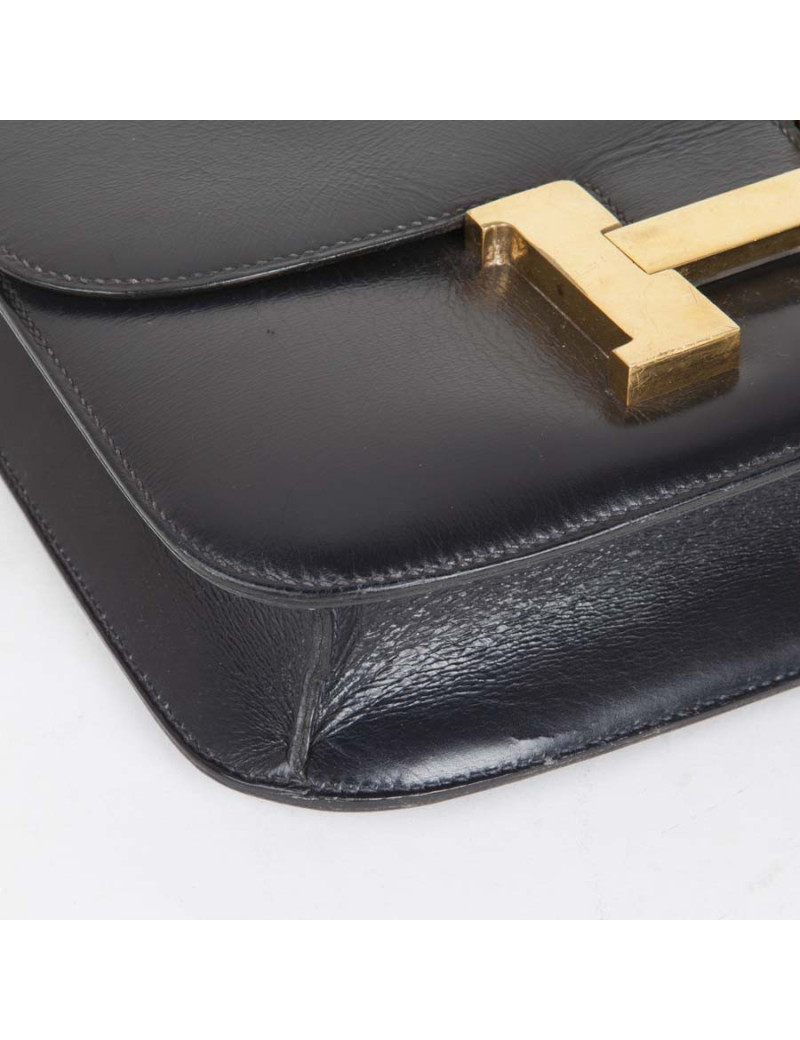 HERMES vintage Constance bag in navy blue box leather