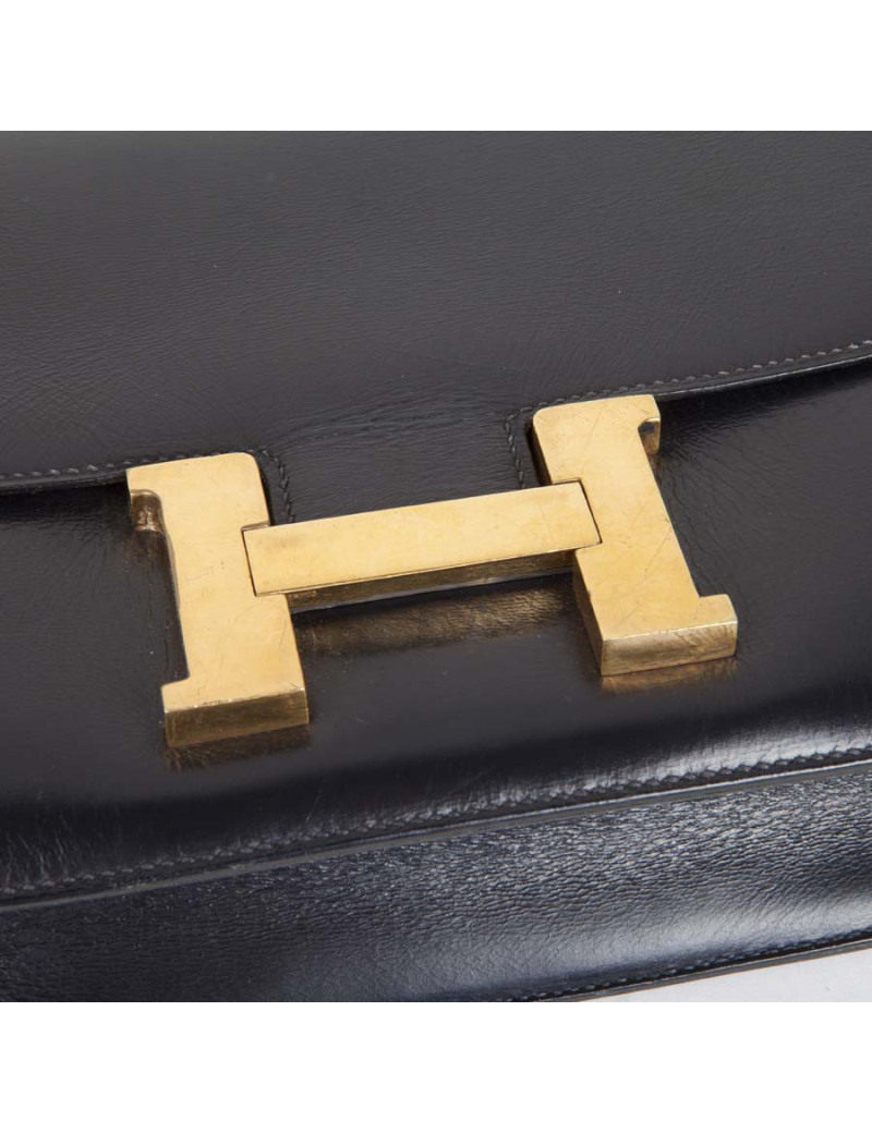 HERMES vintage Constance bag in navy blue box leather