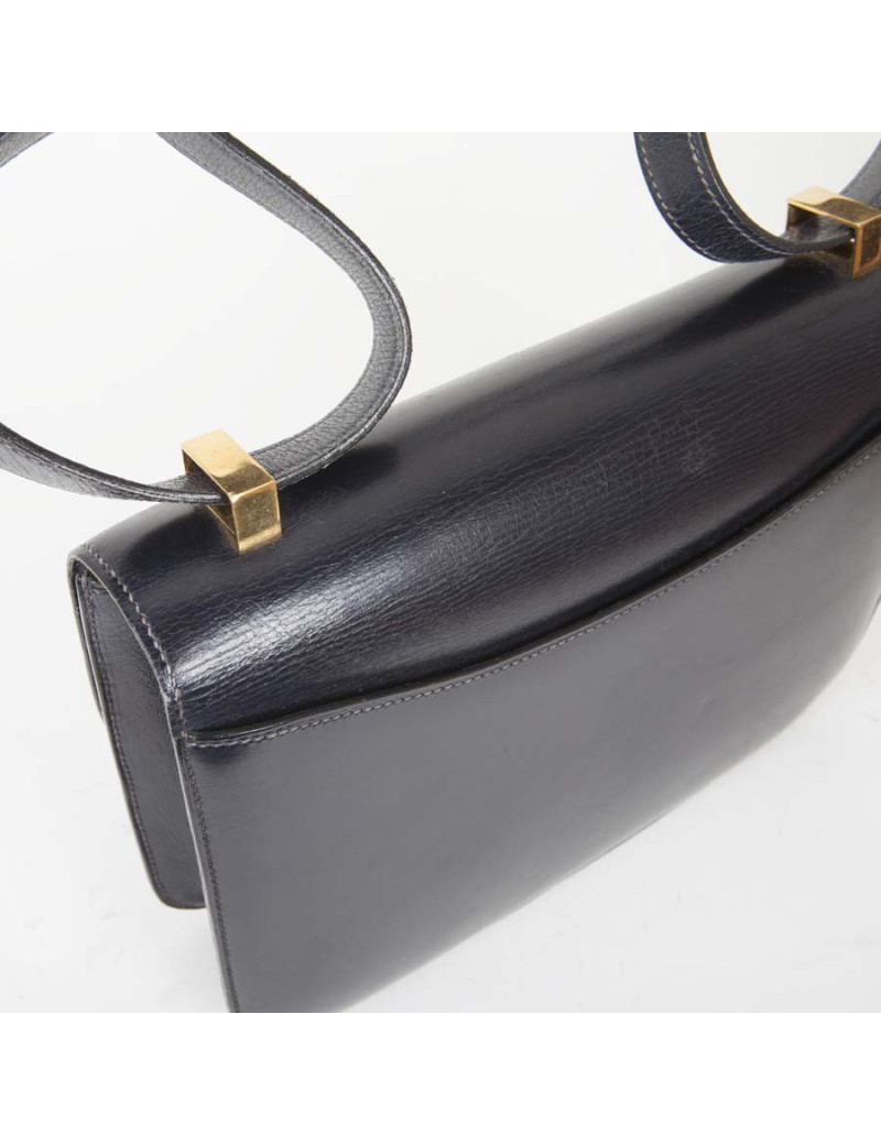 HERMES vintage Constance bag in navy blue box leather