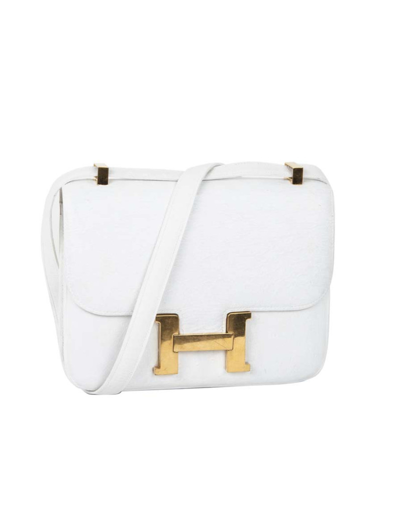 Sac Constance HERMES autruche blanc