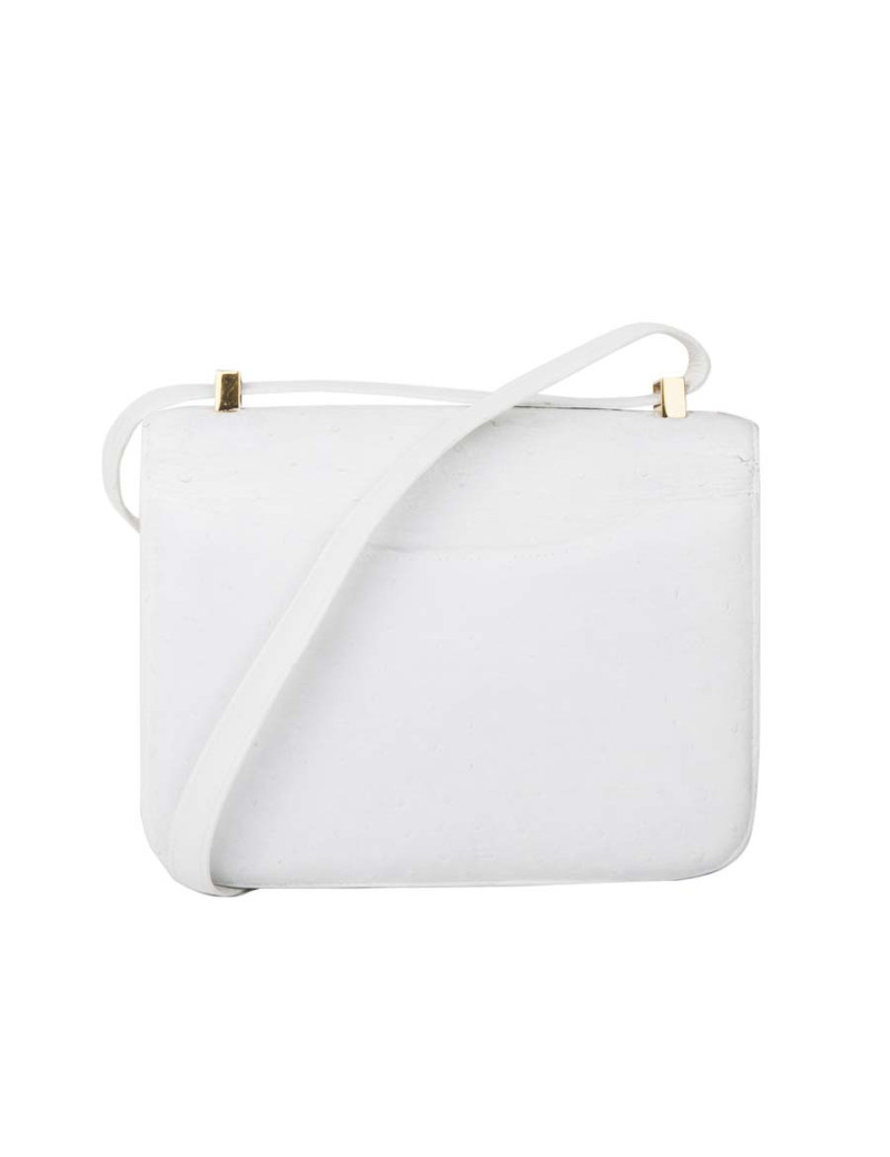 Sac Constance HERMES autruche blanc