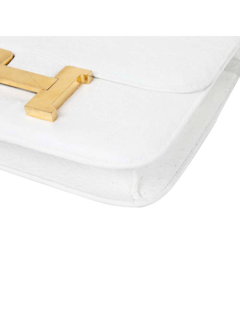 Sac Constance HERMES autruche blanc