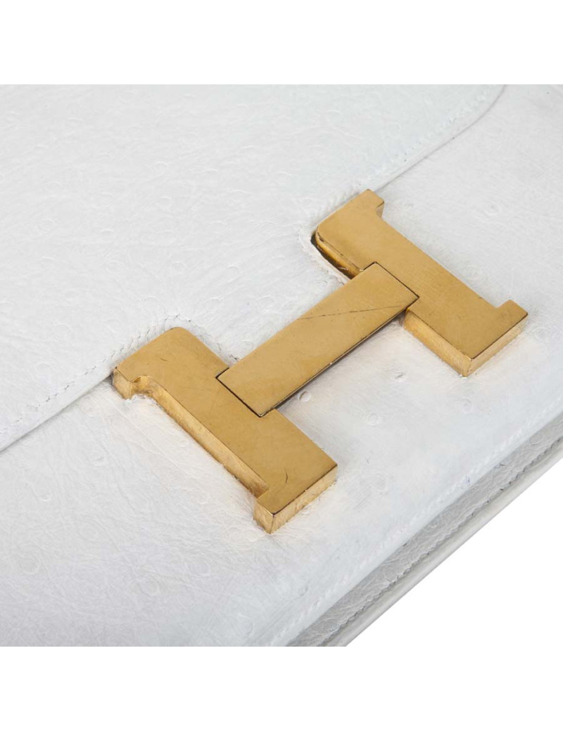 Sac Constance HERMES autruche blanc
