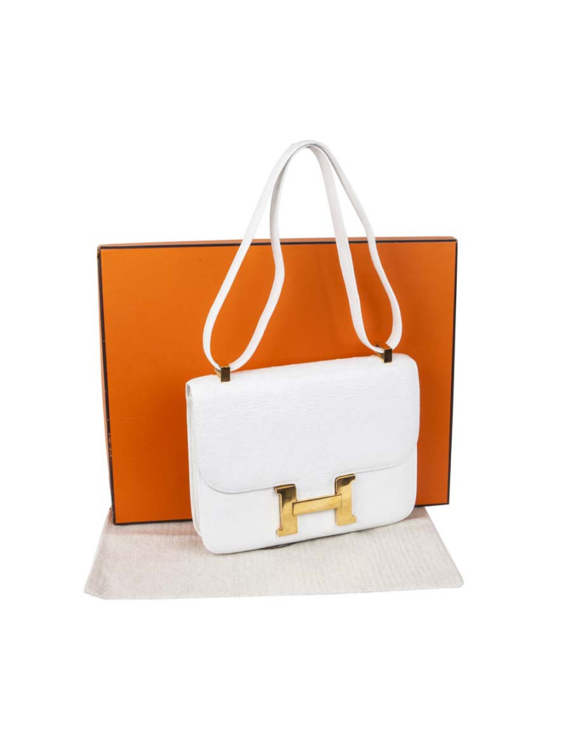 Sac Constance HERMES autruche blanc