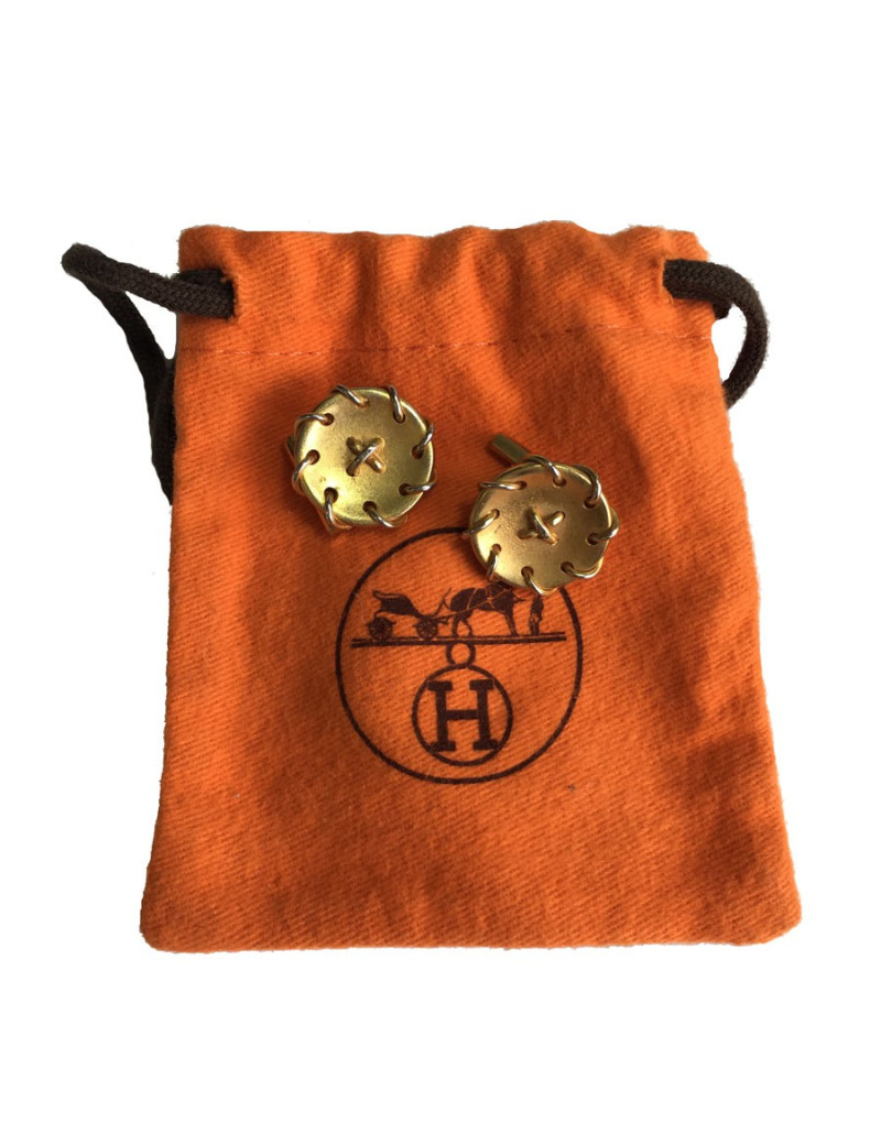Boutons de manchette HERMES Vintage en plaqué or