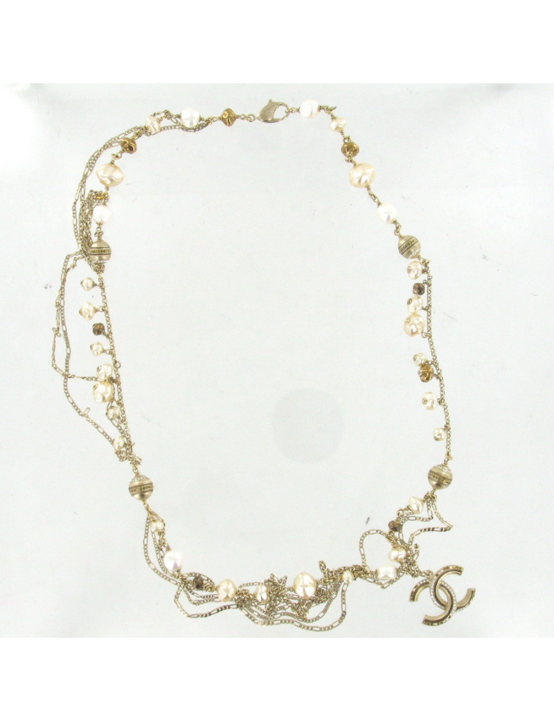 Sautoir CHANEL perles et chaînes 