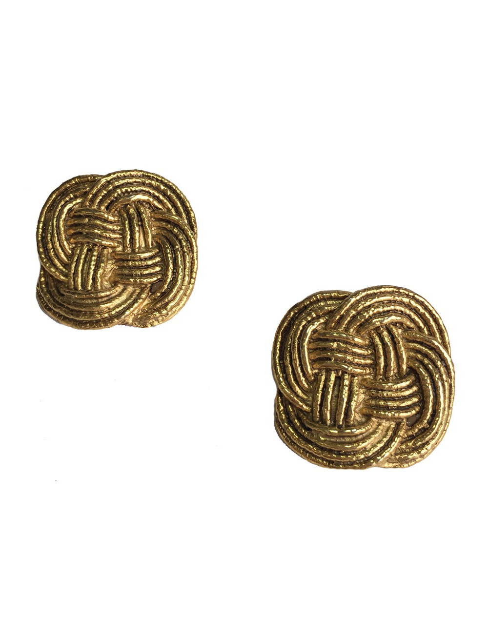 Boucles d'oreille clips en métal entrelacé doré autres marques