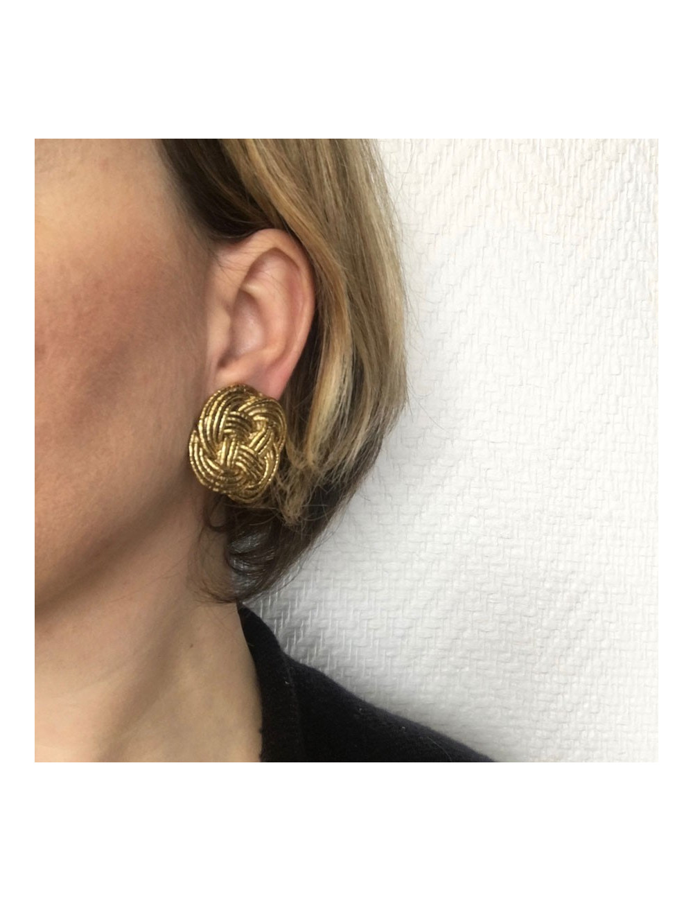 Earrings metal clips interlaced golden other brands