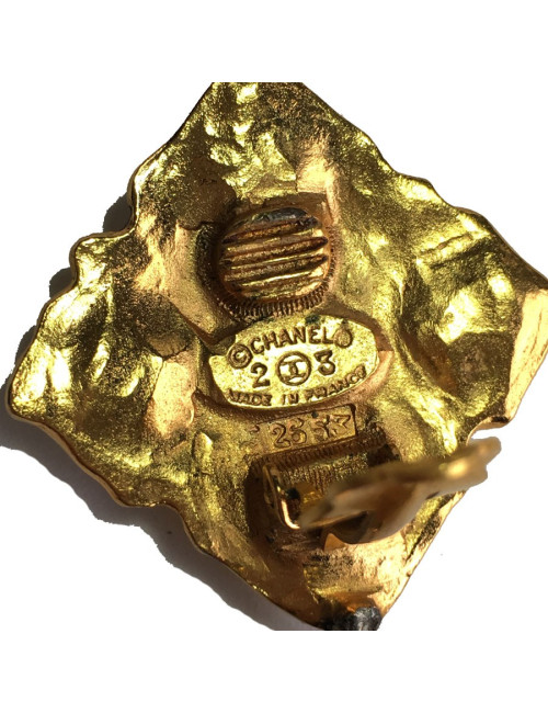 CHANEL vintage pendant earrings in gold-plated metal and pearls