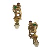 Boucles d'oreille clips créoles en métal torsadé doré et perles de couleurs