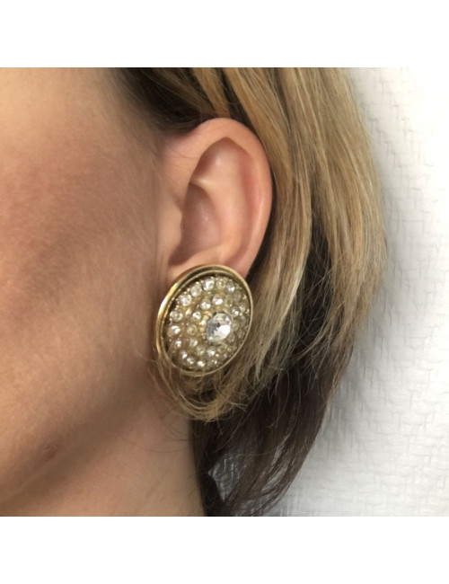 xxx Boucles d'oreille clips dorées et strass autres marques