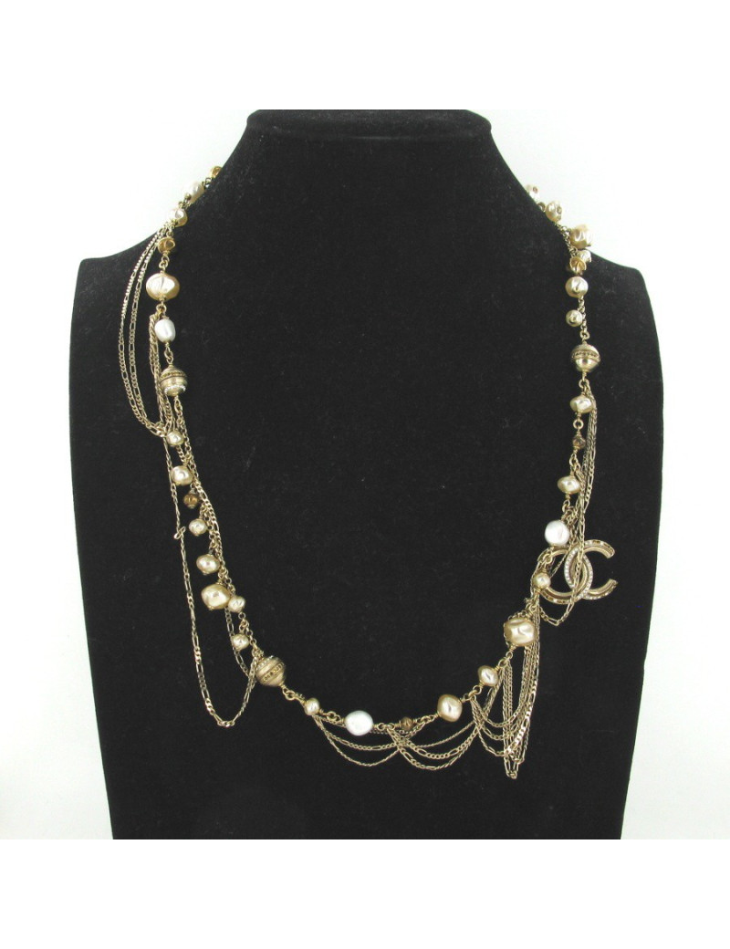 Sautoir CHANEL perles et chaînes 
