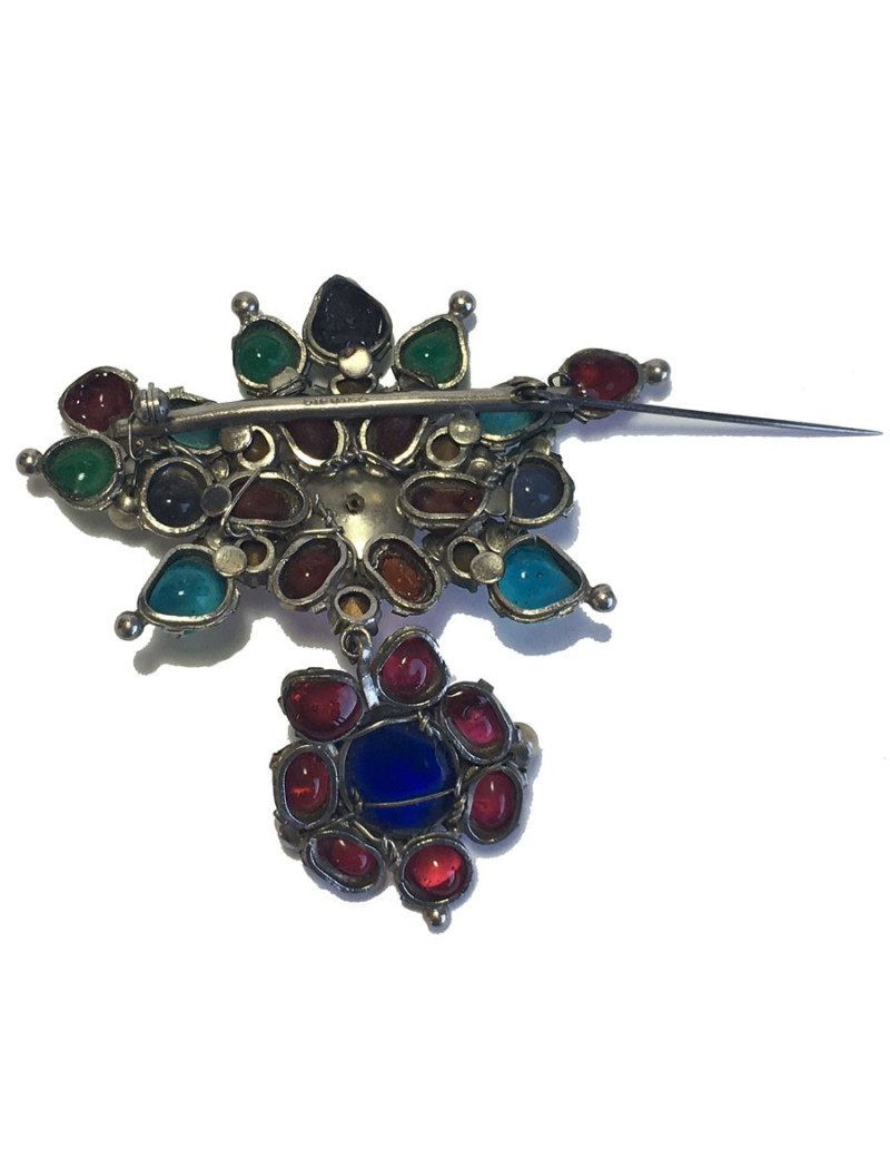 Broche couture CHANEL en pâte de verre Vintage