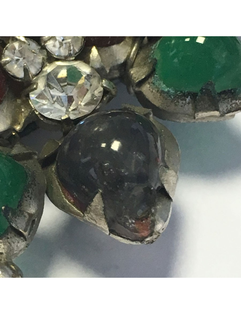 Broche couture CHANEL en pâte de verre Vintage