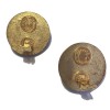 HERMES Medor vintage khaki leather and gilded metal clips earrings