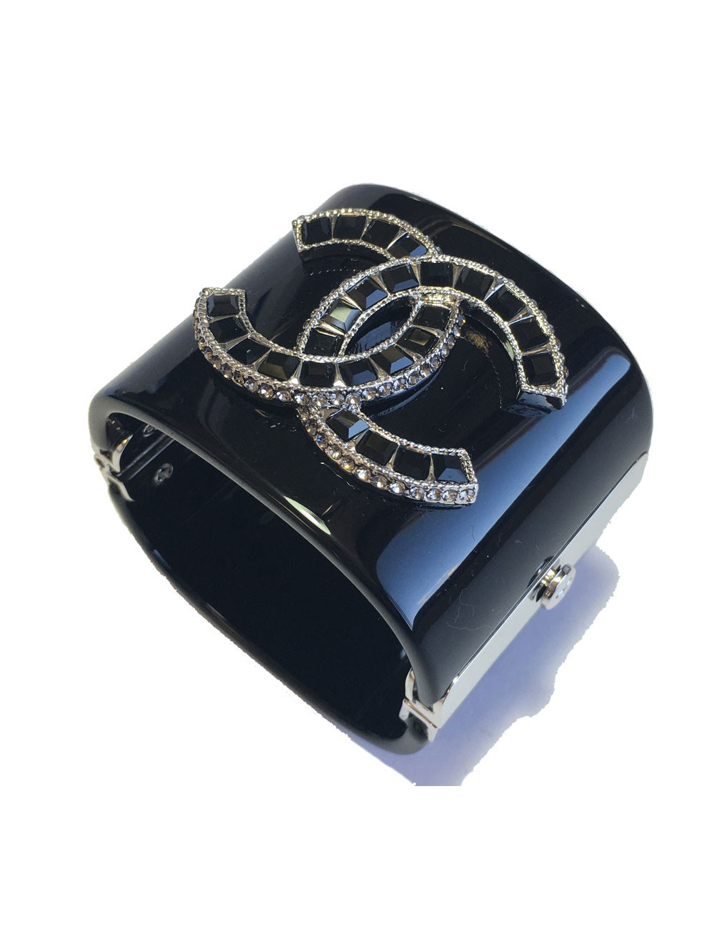 CHANEL cuff black and double C rhinestone