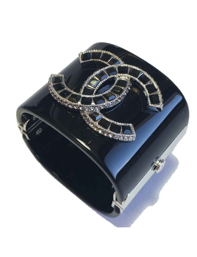 CHANEL cuff black and double C rhinestone