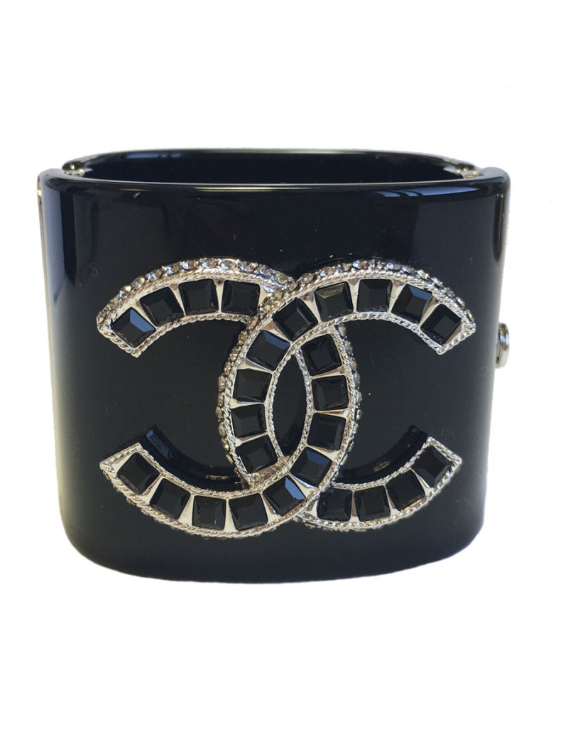 CHANEL cuff black and double C rhinestone