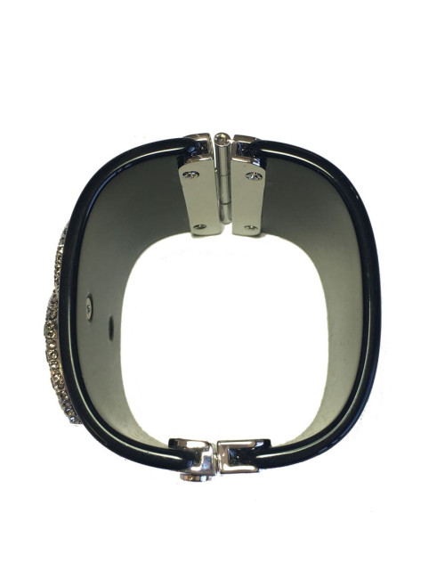 Manchette CHANEL noire et double C strass