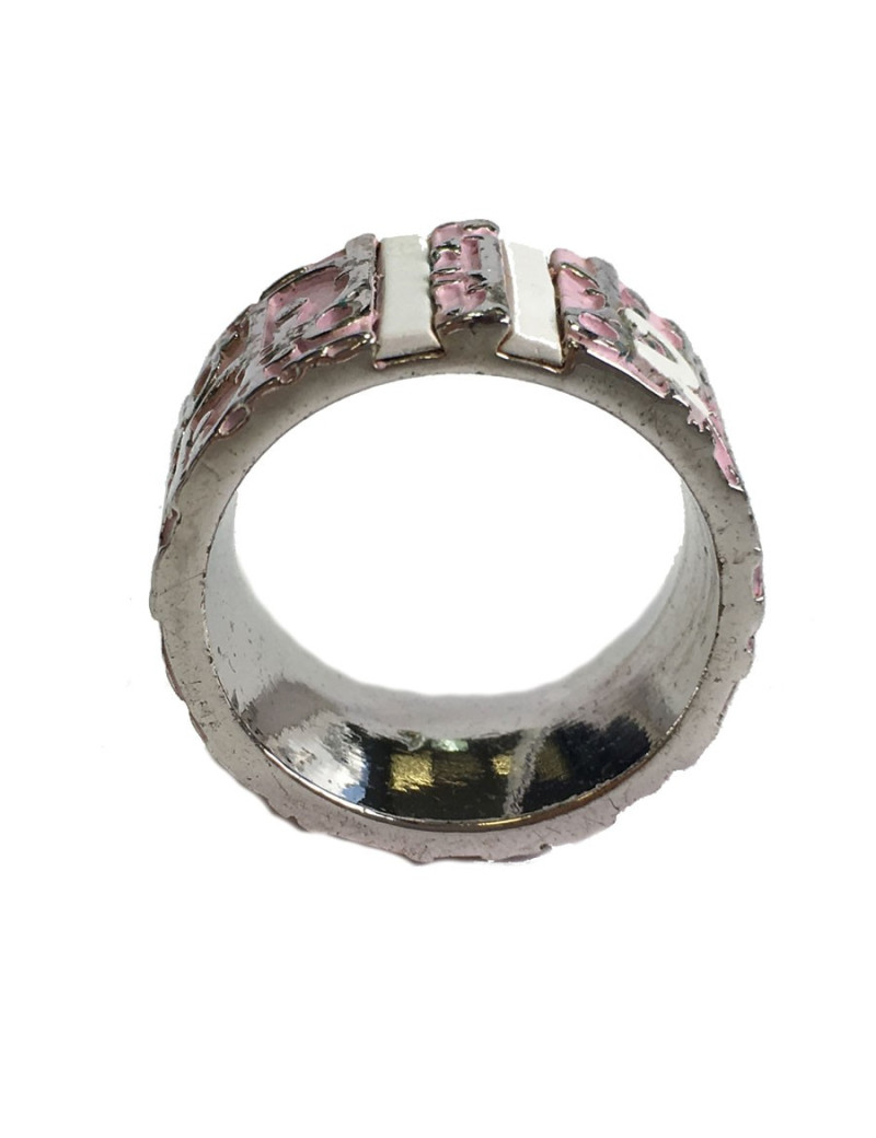 Ring DIOR monogram silver metal and enamel pink T55