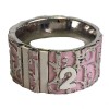 Ring DIOR monogram silver metal and enamel pink T55