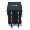 CHANEL pendant studs in gilded metal, black glass paste and pearl 