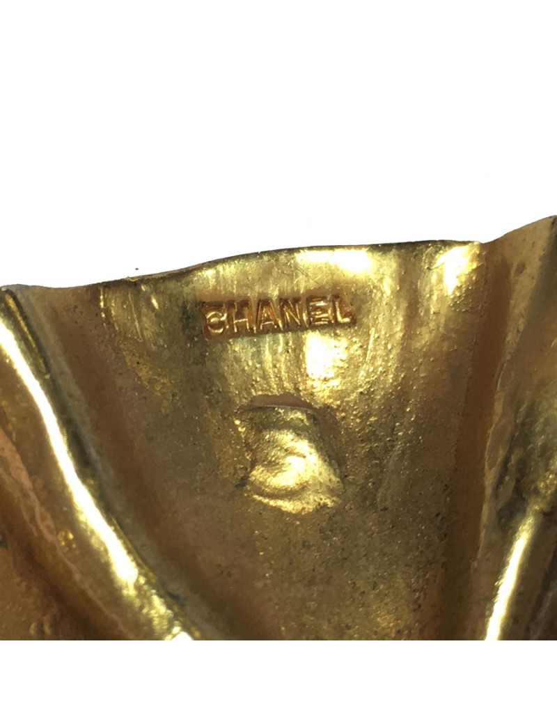 Broche CHANEL Vintage ronde en laiton doré