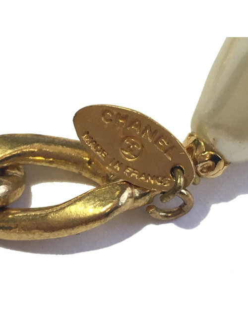 Ceinture  sautoir CHANEL vintage en perles nacrées et métal doré