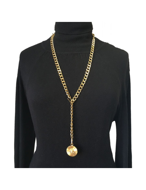 Ceinture sautoir CHANEL vintage en métal doré