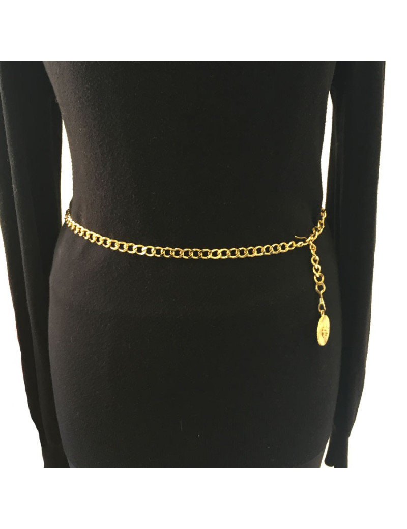 CHANEL vintage chain necklace belt in gilded metal