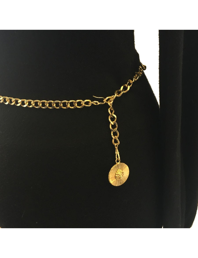 CHANEL vintage chain necklace belt in gilded metal