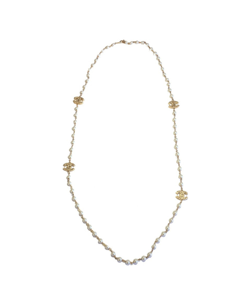 Sautoir CHANEL perles et doré