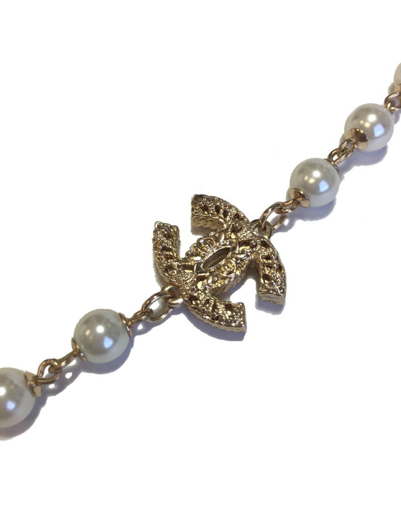 Sautoir CHANEL perles et doré