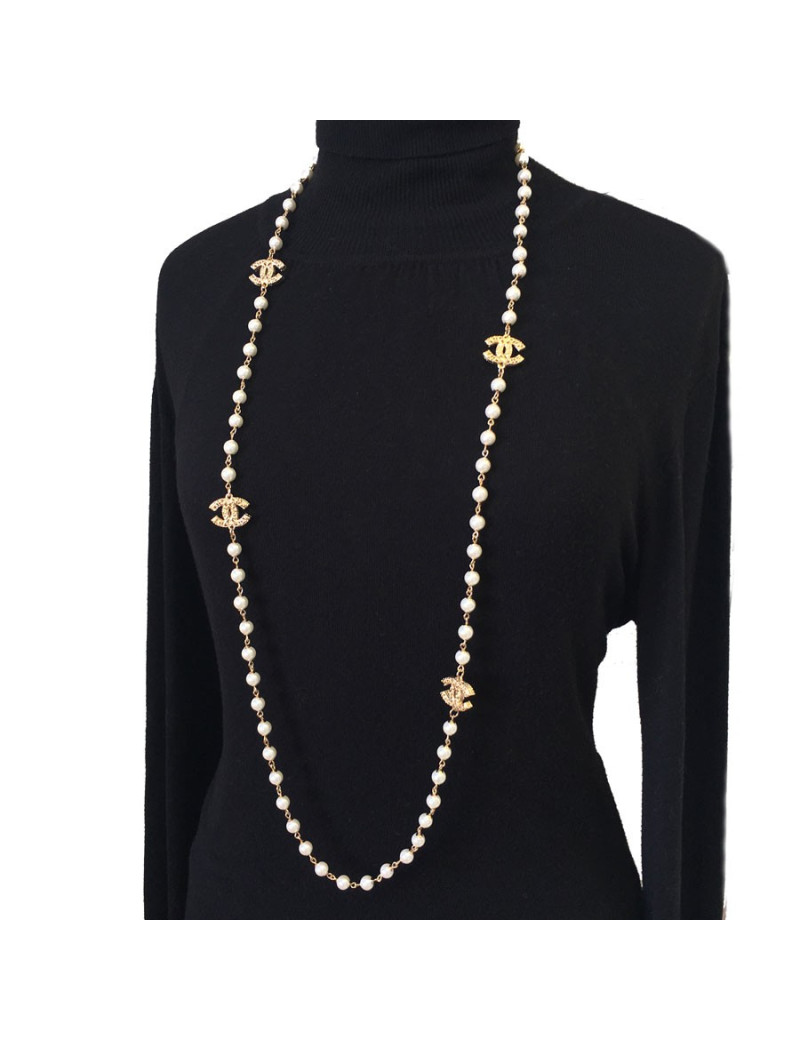 Sautoir CHANEL perles et doré