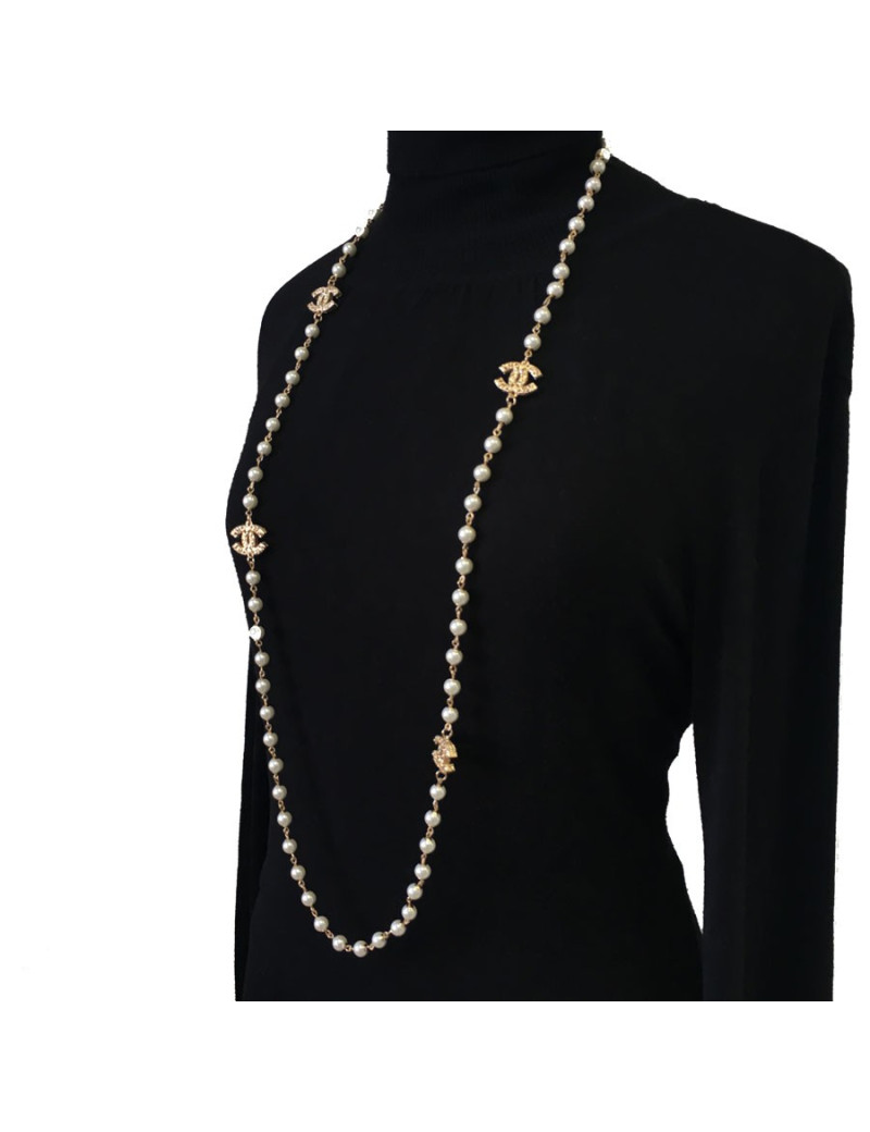 Sautoir CHANEL perles et doré