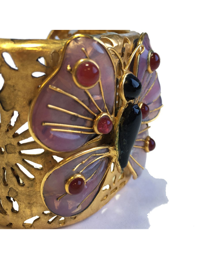 Manchette MARGUERITE de VALOIS papillon rose