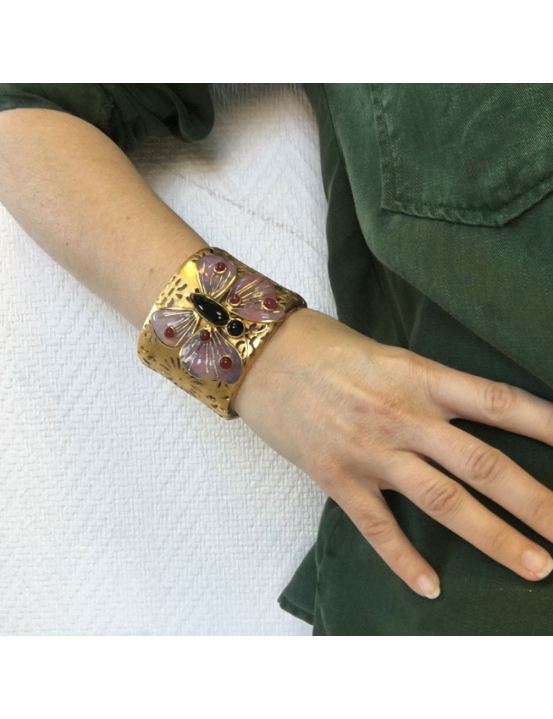 Manchette MARGUERITE de VALOIS papillon rose